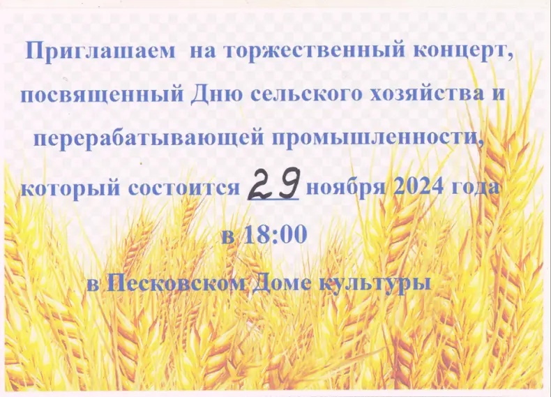 Концерт посвященный Дню сельского хозяйства и перерабатывающей промышленности.